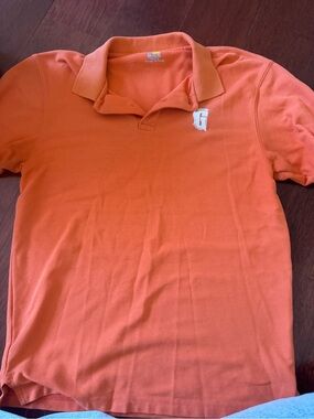 Men's Orange Short-Sleeve Polo with Contrast Lettering